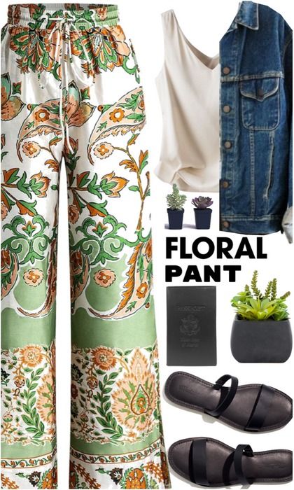 The Floral Pant Outfit | ShopLook Vintage Floral Pants, Floral Pants Outfit, Classy Clothes, Boho Aesthetic, Floral Pants, Printed Drawstring, Outfit Shoplook, Casual Summer Outfits, Pants Outfit