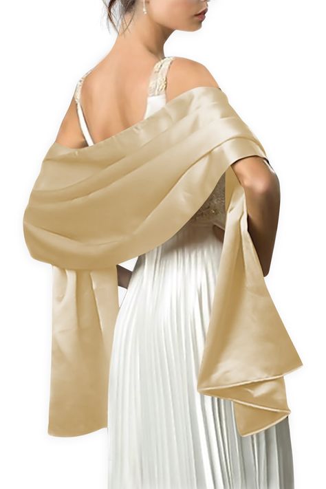 Black Butterfly Satin Shawl Wrap (Champagne Gold): Amazon.co.uk: Clothing Gold Shawl, Satin Shawl, Evening Shawls, Dress With Shawl, Bridal Shawl, Bridal Wrap, Satin Evening Dresses, Wedding Shawl, Satin Bridesmaid Dresses