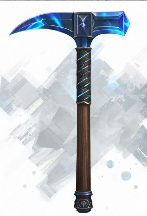 Magical Mace Dnd, Fantasy Hammer, Magic Hammer, Hammer Fantasy, Fantasy Blade, Cybernetic Arm, Artifact Art, Magical Items, D D Items