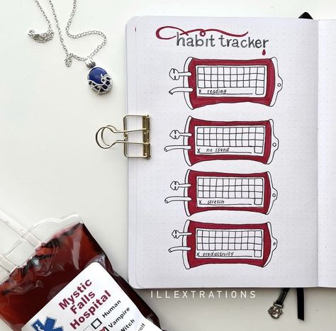 The Vampire Diaries Journal, Tvd Journal, Vampire Journal, 2023 Bujo, 2024 Journal, Vampire Stuff, Book Reading Journal, Diary Writing, Bullet Journal Mood Tracker Ideas