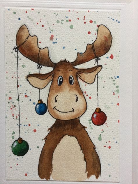 Ideas To Paint, Watercolor Christmas Cards Diy, Christmas Cards Drawing, Painted Christmas Cards, Christmas Card Ideas, Happy Painting, Christmas Card Art, Watercolor Christmas Cards, Christmas Card Crafts