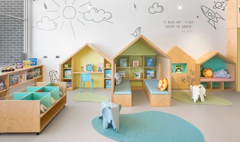 Daycare Rooms, Kindergarten Interior, Daycare Decor, Daycare Design, Kids Cafe, Kindergarten Design, School Interior, Kids Library, Playroom Design