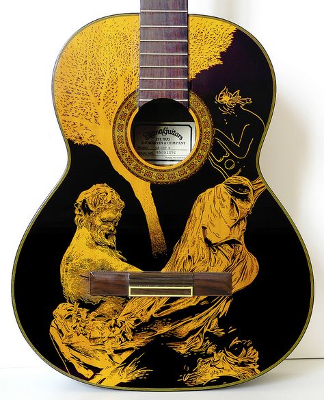 Guitar Body Art, Arte Do Ukulele, Painted Guitars, Meditation Pictures, Guitar Artwork, Ukulele Art, Art Guitar, Instruments Art, Art Musical