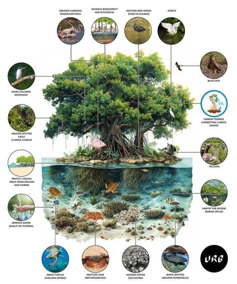 Dubai Mangroves Will Become The World's Largest Costal Lungs Mangroves Illustration, Science Presentation, Mangrove Aquarium, Mangrove Ecosystem, Natural Resource Management, Green Jobs, Ocean Ecosystem, Streetscape Design, Mangrove Swamp