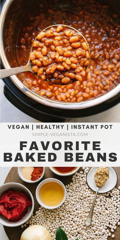 Baked Beans Instant Pot, Baked Beans Vegan, Healthy Baked Beans, Beans Instant Pot, Vegetarian Baked Beans, Slow Cooker Baked Beans, Instant Pot Slow Cooker, Vegetarian Diets, Healthy Instant Pot