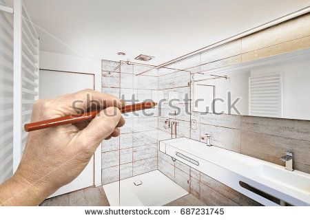 Drawing renovation of a luxury bathroom estate home shower 5x8 Bathroom Layout, 5x8 Bathroom, Luxury Renovation, Bathroom Stock, Luxury Modern Bathroom, Add A Bathroom, Bathroom Addition, Basement Bathroom, Bathroom Layout