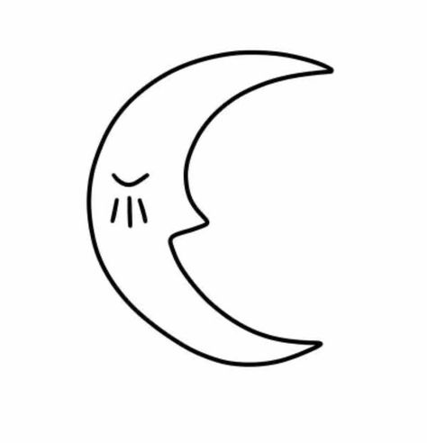 Easy Moon Tattoo, Sleeping Moon Tattoo, Sleepy Tattoo Ideas, Cartoon Moon Tattoo, Crescent Moon Drawing Simple, Moon Tattoo Face, Simple Moon Tattoos, Sleepy Tattoo, Moon With Face Tattoo