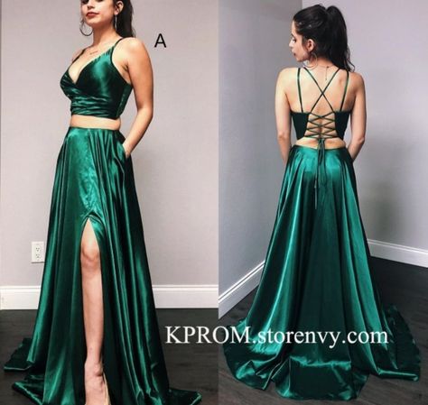 Emerald Green Prom Dress Long, Two Piece Formal Dress, Green Prom Dress Long, Prom Dress Green, Emerald Green Prom Dress, Gala Gown, Green Two Piece, Green Evening Dress, Dress Idea