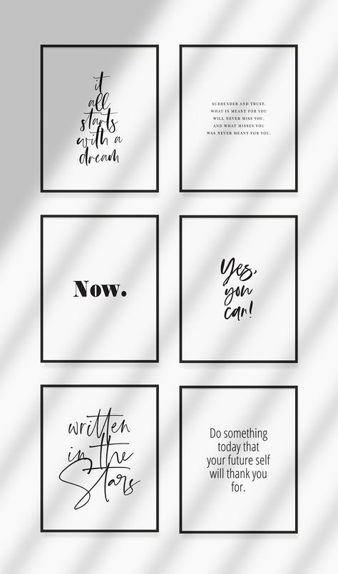 Printable Wall Art Quotes, Words, and Phrases. Inspirational. Motivational. Printable Posters. - PAPER MOON Art & Design - Wall decor. Home decor. Printable motivational and inspirational quotes. #wallart #printablewallart #printableposter #printableposters #printablequotes #wallartquotes #printablewallartquotes #printable #printables #walldecor #homedecor #blackandwhite #minimalist #inspirational #motivational #inspirationalquotes #motivationalquotes #papermoonartdesign Framed Words On Wall, Wall Frame Quotes Home Decor, Word Frames Wall Art, Quotes In Frames On Wall, Motivational Prints Wall Decor, Room Decor Frames Quotes, Printable Wall Art Quotes Inspirational, Minimalist Wall Art Printable Free, Frame Quotes On Wall