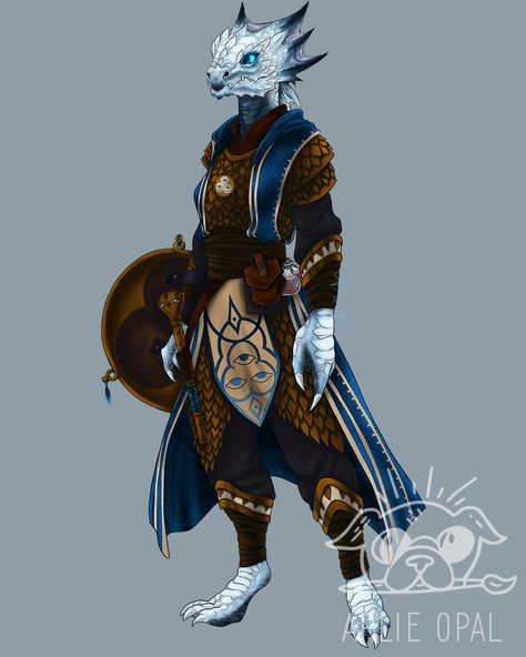 Knowledge Cleric Dnd, Dnd Dragonborn Cleric, Knowledge Domain Cleric, White Dragonborn Dnd, White Kobold, Crystal Dragonborn, Kobold Cleric, Dragonborn 5e, Knowledge Cleric