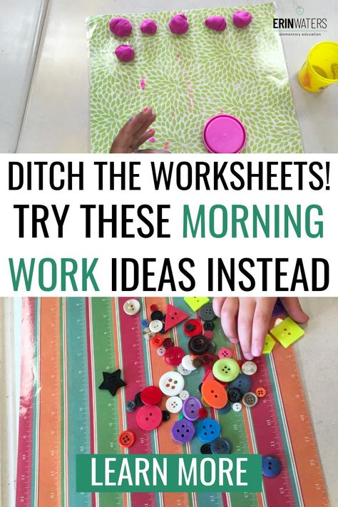 Are you sick of using worksheets for morning work? If so, you are going to want to check out this blog post where I share 3 alternatives for worksheets. These first grade morning work ideas are engaging and fun for kids. Using morning tubs or morning journals where students use daily writing prompts are great a way to incorporate learning without having it be boring. Learn more about these morning work ideas now! Morning Work Activities 1st Grade, Morning Work Homeschool, Elementary Morning Work, Morning Work For First Grade, First Grade Morning Work, Fun Morning Work 3rd Grade, Grade 3 Morning Work, Hands On Morning Work First Grade, Paperless Morning Work First Grade