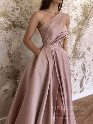 Dusty Rose Prom Dress, Rose Prom Dress, Split Wedding Dress, Prom Dress With Pockets, Cut Dresses, Princess Outfit, One Shoulder Prom Dress, Green Prom, Prom Dresses With Pockets