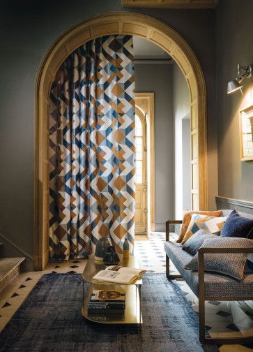 Curtain Room Divider, Wave Curtains, Patio Door Curtains, Decor Salon, Geometric Curtains, Door Coverings, Curtain Styles, Room Divider Curtain, Cool Curtains