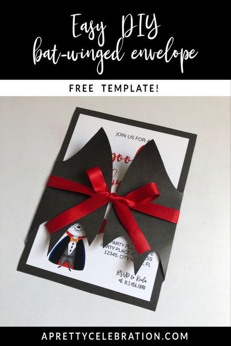 Envelope With Ribbon, Halloween Party Invitations Diy, Halloween Envelope, Free Halloween Invitations, Halloween Bats Diy, Invitation Halloween, Carton Invitation, Halloween Bat, Easy Diy Halloween