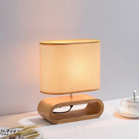 Nordic Wooden Table Lamp Creative Modern Bedroom Bedside LED Light Living Room Hotel Japanese Study Table Lamp Linen Lampshade _ - AliExpress Mobile Study Table Lamp, Bedside Desk, Bamboo Table, Wooden Table Lamps, Japanese Decor, Fabric Lampshade, Bedside Lighting, Mood Light, Table Lamp Design