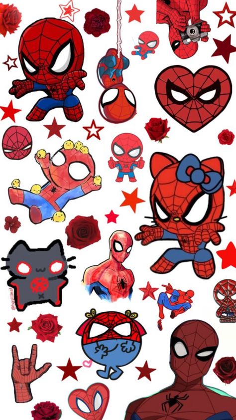 Latina Wallpaper, Chibi Spiderman, Vintage Phone Wallpaper, Spiderman Stickers, Spiderman Painting, Spiderman Gifts, Pink Canvas Art, Scary Drawings, Spiderman Cartoon