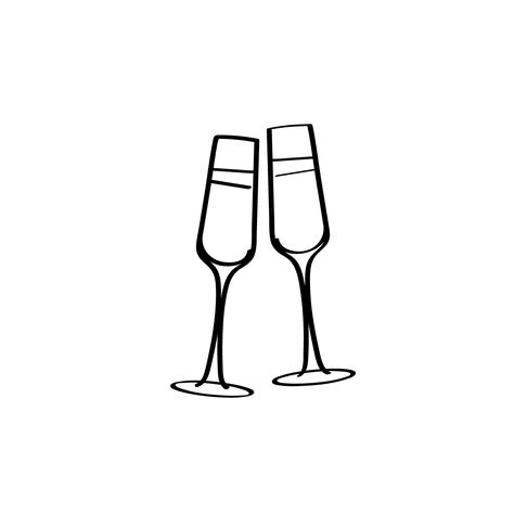 Glasses Clinking Drawing, Champagne Glasses Tattoo, Champagne Glasses Drawing, Champagne Glass Drawing, Champagne Glass Tattoo, Hair Logo Design, Glasses Tattoo, Wallpaper Design Pattern, Drawn Icons