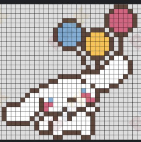 Perler Bead Patterns Cinnamoroll, Pixel Art Pattern Sanrio, Small Easy Perler Bead Patterns, Sanrio Pixel Art Grid, Easy Pixel Art Ideas Small, Sanrio Perler Bead Patterns, Pixel Art Sanrio, Sanrio Pixel Art, Hama Art