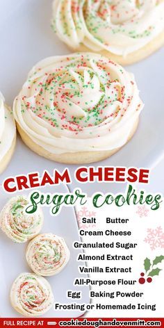 These Cream Cheese Sugar Cookies are so soft and tender. They make perfect cut-out cookies for the holidays too! Add some delicious vanilla frosting or icing and some festive sprinkles to celebrate any occasion! Xmas Cookies Recipes, Cream Cheese Sugar Cookies, Christmas Baking Cookies, Christmas Baking Recipes, Dessert Aux Fruits, Christmas Food Desserts, Vanilla Frosting, Lost 100 Pounds, Christmas Snacks