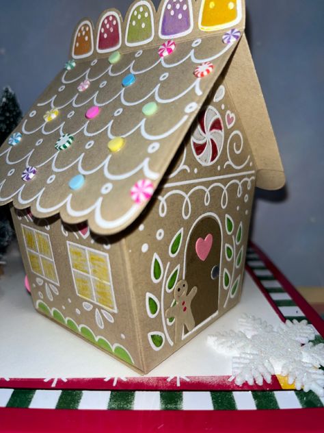 Cardstock Gingerbread House, Gingerbread House Creative, Cardboard Gingerbread, Cardboard Gingerbread House, Gingerbread House Candy, Holiday Challenge, Gingerbread House Designs, Gingerbread Christmas Decor, Tiny Village