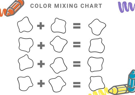 Free Printable Color Mixing Activity - No Time For Flash Cards Mixing Colors Chart, Color Mixing Worksheet, Colors Chart Preschool, Color Mixing Activities, Afterschool Program, Mixing Primary Colors, Colouring Pictures, Activities Kindergarten, Color Mixing Chart