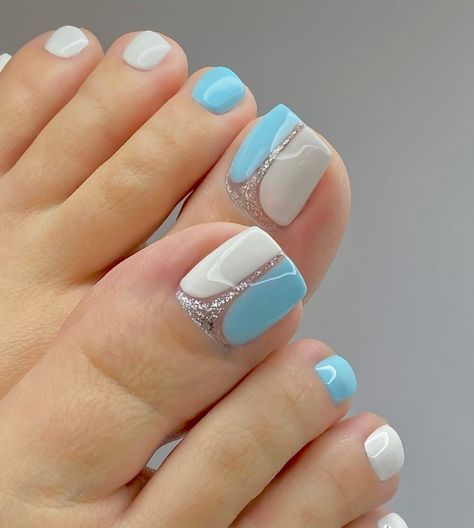 Posted by Zoe Scott: Hey everyone! Today, we're diving into a trend taking over—Baby Blue Nail Pedicure. Trust me, it's not just another color; it's a whole vibe that scre... Light Blue Pedicure, Blue Pedicure Ideas, Blue Pedicure, Blue Toe Nails, Light Blue Nail Polish, Nail Pedicure, Glass Nails Art, Pedicure Nail Designs, Latest Nail Designs