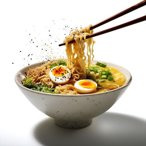 Photo professional photography image of ... | Premium Photo #Freepik #photo Ramen Photography Styling, Ramen Photography, Ramen Noodles Soup, Ramen Poster, Shio Ramen, Delicious Ramen, Curry Ramen, Shoyu Ramen, Noodles Soup