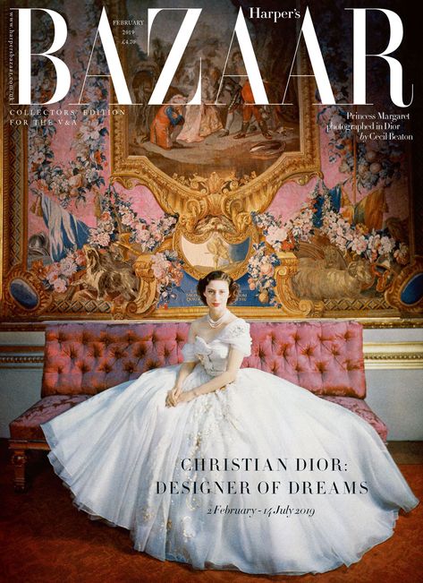 You Can Now See Princess Margaret's Iconic 21st Birthday Gown Up Close- TownandCountrymag.com Charlene Von Monaco, Dior Exhibition, Harpers Bazaar Covers, Dior Gown, Princesa Real, Patrick Demarchelier, Dior Dress, Cecil Beaton, Fashion Magazine Cover