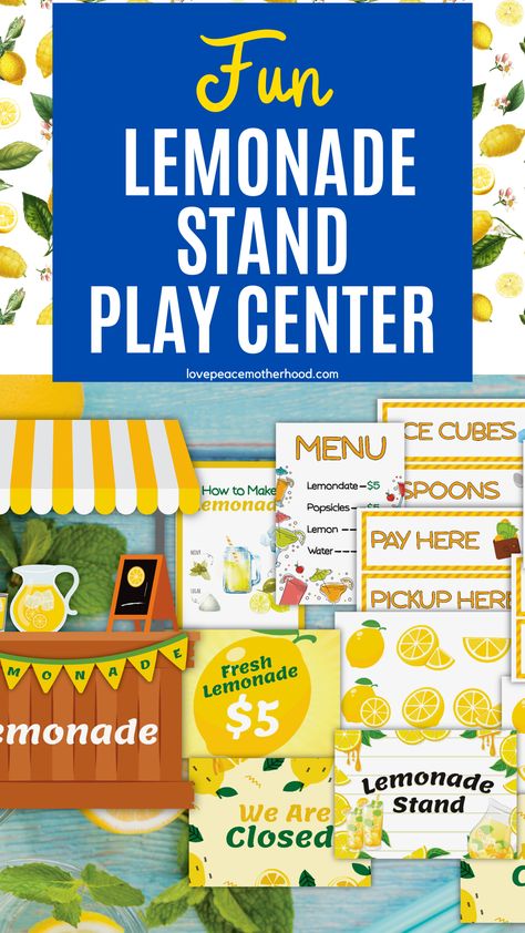 Encourage imaginative role-playing as little ones set up their own lemonade stand, complete with colorful signs. These printables provide a hands-on experience for kids to learn about running a lemonade stand and teamwork. Download, print, and let the lemonade stand adventures begin! Lemonade Stand Dramatic Play, Kids Lemonade Stands, Lemonade Stand Ideas, Kids Lemonade, Lemonade Stands, Dramatic Play Center, Theme Preschool, Dramatic Play Centers, Play Station