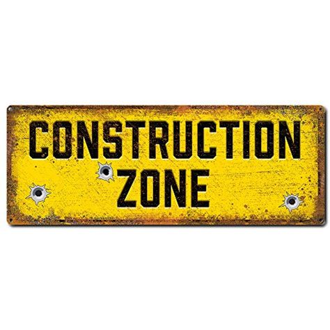 Construction Zone ~ Funny Metal Signs ~ 6â€ x 16â€ Metal Sign ~ Home, Garage #homedcor Smile Zone Sign, Construction Zone Signs, Construction Signs Printable, Construction Zone, Aluminum Signs, Man Cave, Boy's Room, Home Signs, Metal Signs