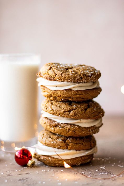 gingerbread cookie sandwiches with browned butter cream cheese frosting Best Gingerbread Cookies, Special Cookies, So Much Food, Weekly Menu Plan, Drop Cookie Recipes, Brown Butter Frosting, Butter Cream Cheese Frosting, Soft Gingerbread Cookies, Cookie Sandwiches