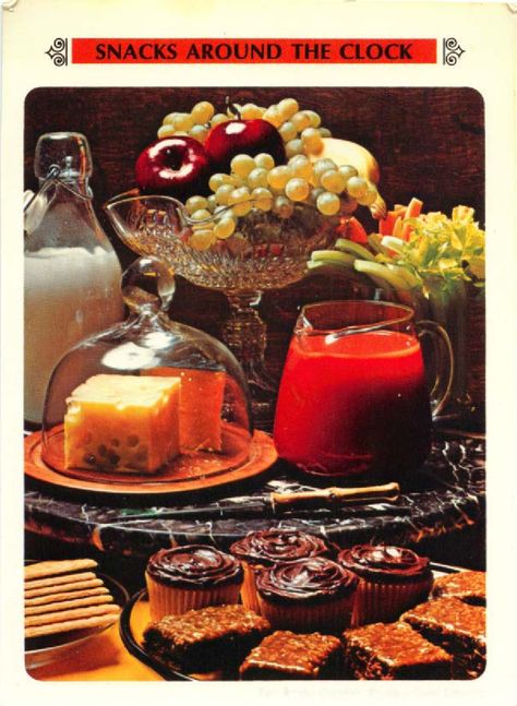 24 Snacks Around the Clock - Betty Crocker Recipe Card Library Macaroni Grill Recipes, Betty Crocker Recipe Card Library, Library Cake, Macaroni Grill, Betty Crocker Recipe Cards, Lemon Jello, Betty Crocker Recipes, Family Desserts, Luncheon Meat