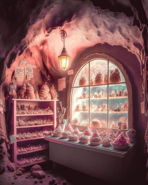 Fairy Bakery, Fantasy Bakery, Bakery Aesthetic, Resturant Design, Fairy Home, Magical Creature, Aesthetic Space, Bakery Shop, My Imagination