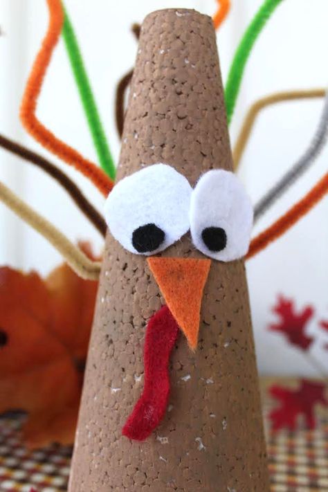 Love this silly turkey craft for thanksgiving! Easy activity for preschool too! She has a great blog with tons of kids crafts and activities for the holidays! Pipe Cleaner Turkey, Craft With Pipe Cleaners, Turkey Cones, Turkey Crafts For Kids, June Activities, Thanksgiving Foods, Thanksgiving Turkey Craft, Soda Can Crafts, November Crafts