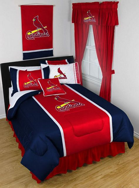 St Louis Cardinals Red Sox Room, Baseball Bed, Red Bedding Sets, Sports Bedding, Boston Baseball, Bed Accessories, Queen Size Comforter, King Size Comforters, Full Bedding Sets