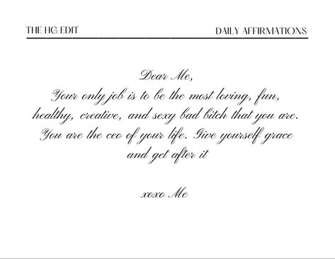 Instead of saying our daily “I am” affirmatioms, let’s spice it up with a love letter to ourself. Romanticize how you give love to yourself xx Give Love, Spice It Up, Dear Me, A Love Letter, Love Letter, Daily Affirmations, Love Letters, A Love, Spice Things Up