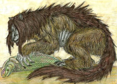 Bunyip | ... origins of the bunyip as a physical entity over the past 150 years The Boogeyman, Mythical Beast, Legendary Creature, Art Trade, Mythological Creatures, Sea Monsters, Mystical Creatures, Indigenous Art, Weird Animals