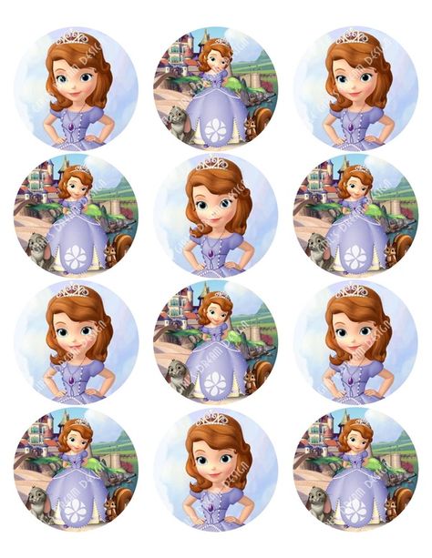 Cutout Printable, Princess Sophia Party, Princess Sofia Birthday, Disney Princess Cupcakes, Princess Sofia Party, Sofia The First Party, Sofia The First Birthday Party, Princess Cupcake, Princess Cupcake Toppers