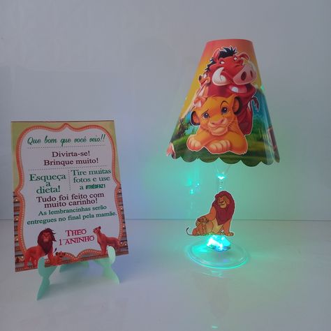 Centro De Mesa Abajur Rei Leão + Cartão De Agradecimento no Elo7 | Encanto Personalizados12 (16C5DBA) Disney Wedding, Wedding Engagement, Novelty Lamp, Lion, Led, Disney, Birthday