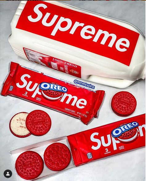 —a 3-pack of red OREO cookies that dawned the Supreme logo on one side of the cookie. These went for $3 each but sold out in seconds, so we resorted to eBay because we had to have them. Don’t believe the hype however, these are just red Oreos (as expected). We collect the packaging so it was still worth it for us. Supreme New York, Supreme Logo, Creative Poster Design, Creative Posters, The Hype, Oreo Cookies, The Supreme, Box Design, Worth It