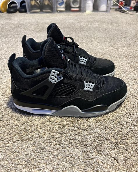 Jordan 4 Black Canvas 🔥🔥🔥 #lkss #lksskick #fashion #sneakers #sneakerhead #shoes #shoeschallenge #fyp #shoesaddict #shoestagram #shoesoftheday #instashoes #sneakernews #igsneakercommunity #sneakersaddict #sneakeraddict Black Canvas Jordan 4 Outfit, Jordan 4 Black Canvas, Jordan 4 Outfit, Sneakerhead Shoes, Jordan 4 Black, Pretty Sneakers, Jordan Shoes Retro, Shoes Retro, Retro 4