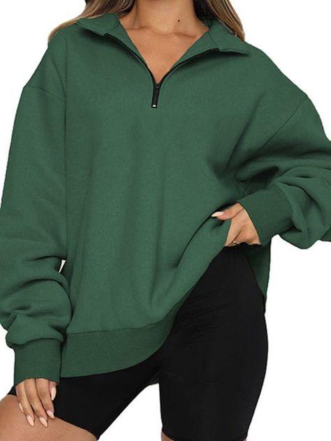 🚚FREE Shipping on orders over $80 ﻿- 📏Sizing: run a little small, recommend size up - MsDressly® exclusive! MsDressly® Pullover Sweater is a must for any accommodation! This half zipper pullover is made of soft, slightly elastic knitted fabric with long sleeves hanging over the shoulders. The loose fitting bodice ends with a hem cut with raw edges. Pair with matching jogging pants for a perfect look! Gender: Women Type: Tops Feature: Solid Color, Pullove Material: 5% Spandex, 95% Polyester Care: Hand Wash Cold. Do Not Bleach. Line Dry. Iron Low Heat Style: Casual/Fashion Color: Grey, Black, White, Green, Red, Light _Blue Size: S, M, L, XL Please Note: All Dimensions Are Measured Manually With A Deviation Of 1 To 3cm. Oversize Pullover, Comfortable Sweater, Winter Pullover, Hoodie Women, Vintage Plaid, Half Zip Pullover, Heat Styling Products, Outerwear Sweater, Oversized Sweatshirt