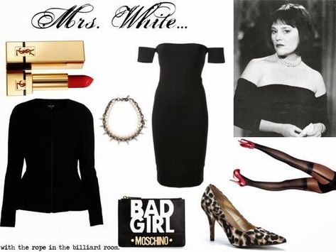 Mrs White Clue Costume, Clue Costume Ideas, Clue Mrs White, Clue Costume, Mrs White, White Costume, White Costumes, Halloween Party Themes, The Shadows