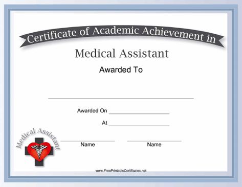 Physician aides can use this free, printable certificate of academic achievement in medical assistant. It is decorated with a red heart and a cross. Free to download and print Nursing Certificate, Academic Certificate, Medical Assistant Certification, Pharmacy Assistant, Certified Medical Assistant, Birth Certificate Template, Healthcare Administration, Nursing Resume, College Diploma