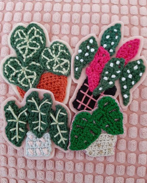 129 Likes, 9 Comments - Michelle Hernandez 🌸 (@shemakeswhatever) on Instagram: “Hello my dear Friends, I see a few of you have already purchased my tiny houseplant collection…” Fancy Knots, Cactus En Crochet, Appliques Au Crochet, Alocasia Frydek, Anthurium Clarinervium, Stitching Diy, Granny Square Pattern Free, Knit Flowers, Pattern Board