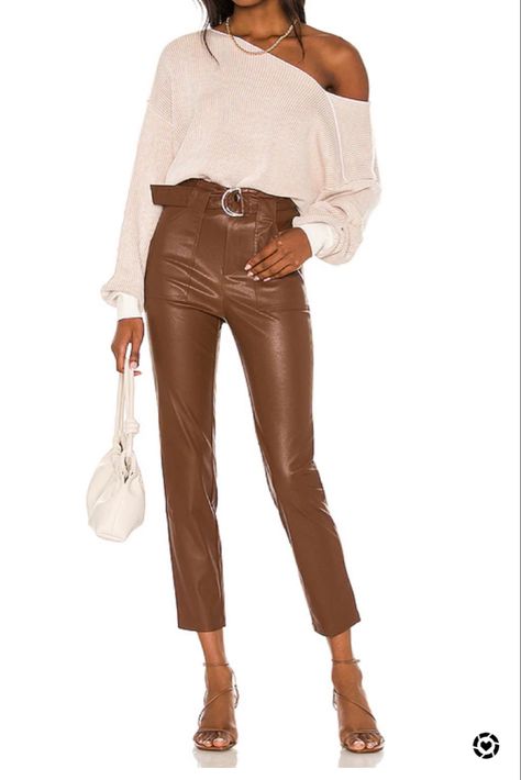 Camel Leather Pants Outfit, Brown Faux Leather Pants Outfit, Black Leather Pants Outfit Dressy, Leather Pants Outfit Dressy, Brown Leather Pants Outfit, Black Leather Pants Outfit, Faux Leather Pants Outfit, Leather Pants Style, Brown Pants Outfit