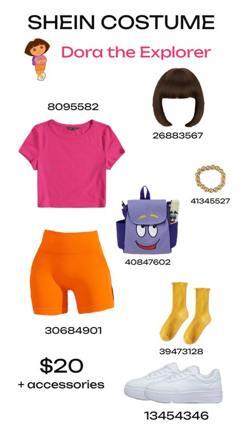 Cheap Dora the Explorer Costume on SHEIN Dora The Explorer Costume, Dora Costume, Dora Outfit, Dora Outfits, Explorer Costume, Book Week Costume, Dora The Explorer, Book Week, Easy Halloween Costumes