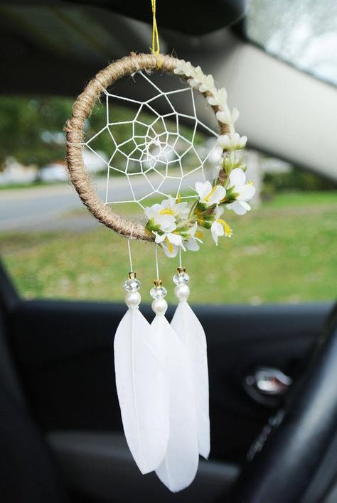 Boho Dream Catcher For Car Cute Car Accessory For Woman For image 3 Car Dreamcatcher, Dream Catcher Bedroom, Dream Catcher For Car, Dream Catcher Keychain, Atrapasueños Diy, Dream Catcher Ideas, Boho Car Accessories, Dream Catcher Tutorial, Car Cute