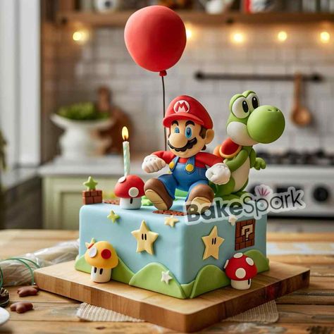 Super Mario Cakes That Bring the Game to Life - BakeSpark Birthday Cake Super Mario, Super Mario Cake Ideas, Mario Theme Cake, Super Mario Brothers Cake, Cake Super Mario, Super Mario Birthday Cake, Super Mario Bros Cake, Cake Mario, Minecraft Cake Designs