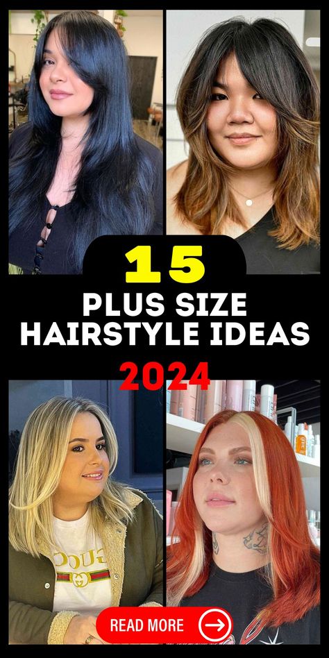 Trendy January 2024 Hairstyles Guide 15 Ideas Cabelo Plus Size, Round Face Haircuts Long, Double Chin Hairstyles, Bobs For Round Faces, Plus Size Hairstyles, Long Shag Haircut, Textured Haircut, Long To Short Hair, Short Hair Trends